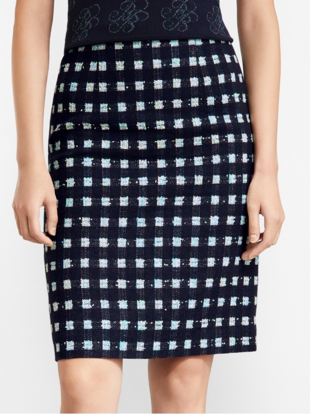EUC Brooks Brothers Tweed Boucle Checkered Pencil Skirt size 6 Italian Fabric